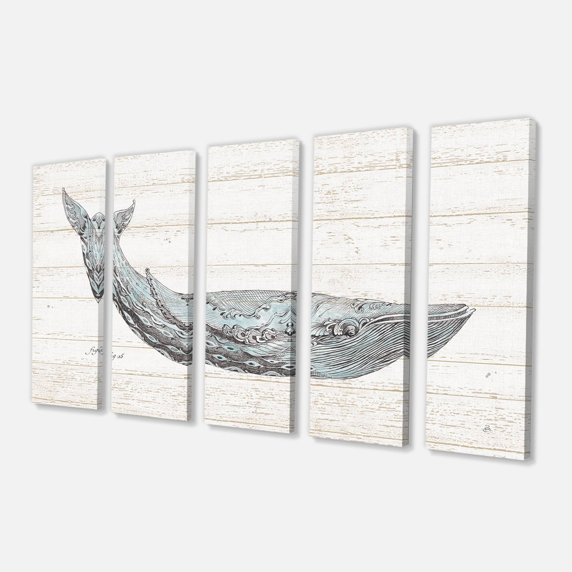 Designart "Blue Whale Watercolor" Nautical & Coastal Gallerywrapped